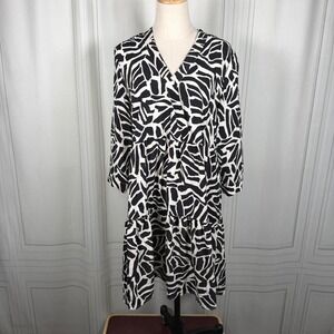 Rachel Zoe Abstract Zebra Print Tiered Mini Dress V-Neck Medium NWT